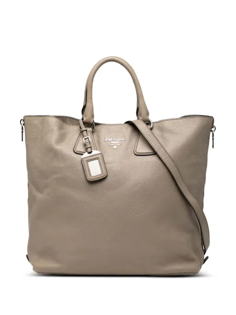 Prada Pre-Owned 2010-2025 Vitello Daino Side Zip Convertible Tote satchel Brown 5EP2AXM06H9BSQ2V