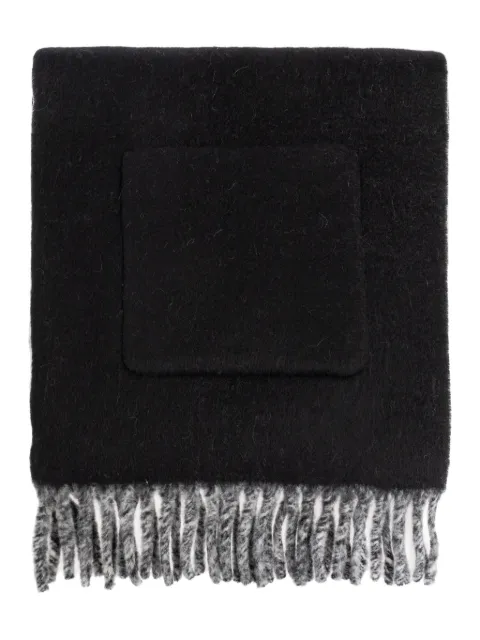 Burberry logo alpaca wool blend hooded scarf Black 8121285
