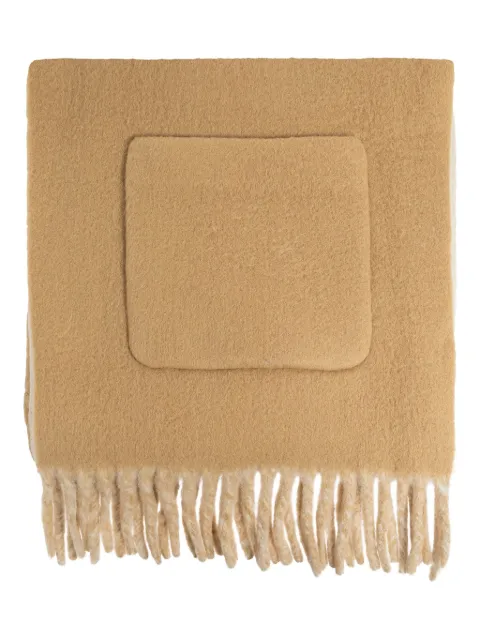 Burberry logo alpaca wool blend hooded scarf Neutrals 8121283
