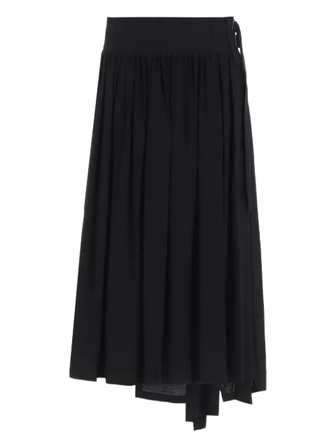 Y's gathered asymmetric midi skirt Black YLS13200