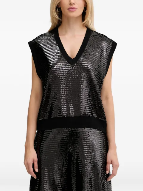 Armani Exchange sequin V-neck vest Black XW001325AF16682