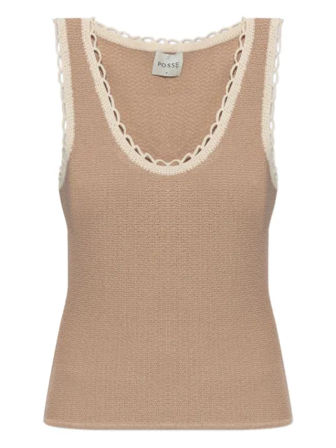 Posse Willow crochet-trim top Neutrals PS1771