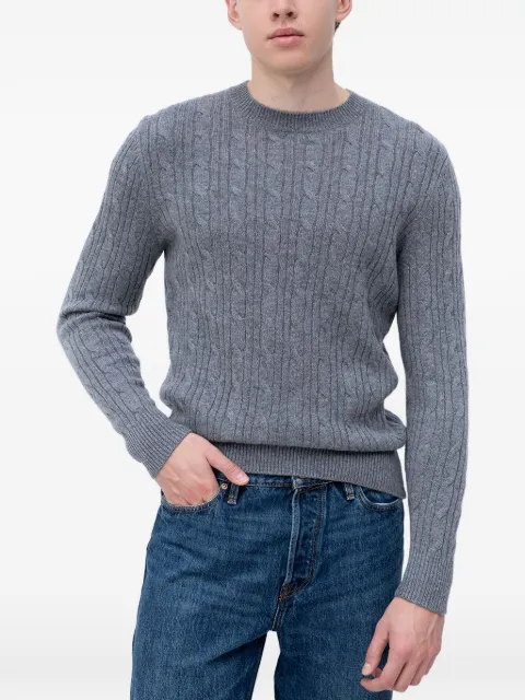 BOSS cable-knit crew-neck sweater Grey 50549975