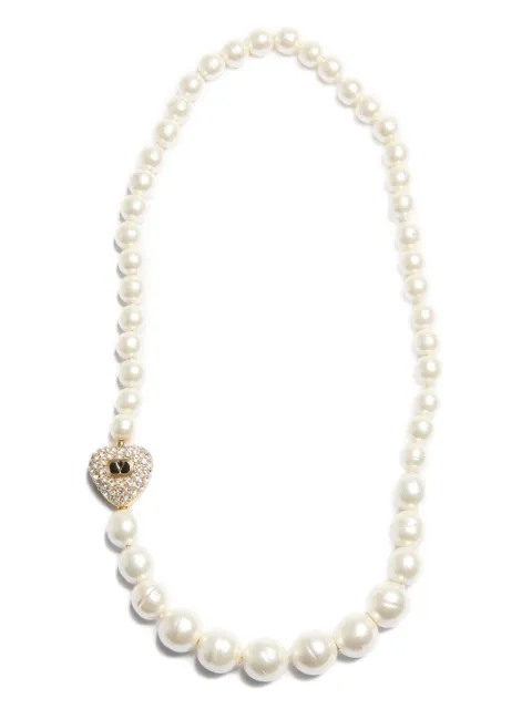 Valentino Garavani Coeur Royal necklace in metal, enamel, pearls and Swarovski® crystals White WJ0BD3NBS