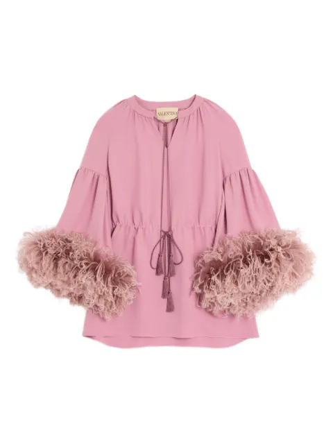 Valentino Garavani Cady Couture feather-trim blouse Pink BAEBB81MM
