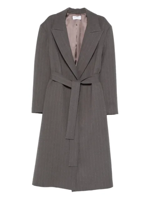 THE NINA STUDIO pinstripe belted coat Grey N9281