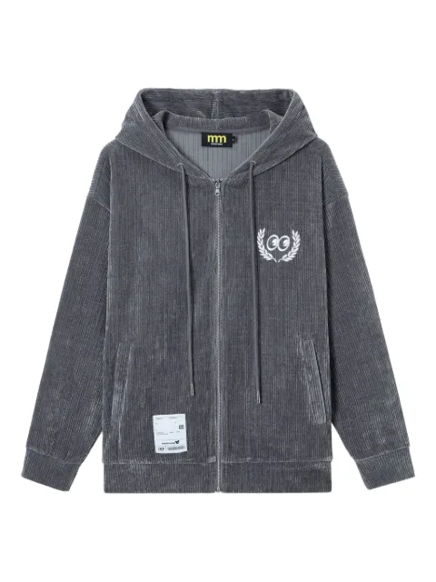 Mini Cream corduroy-texture zip-up hoodie Grey 5WM516A