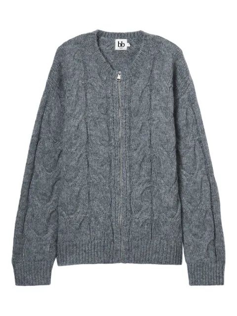 b+ab cable-knit zip-fastening cardigan Grey 5W342AI