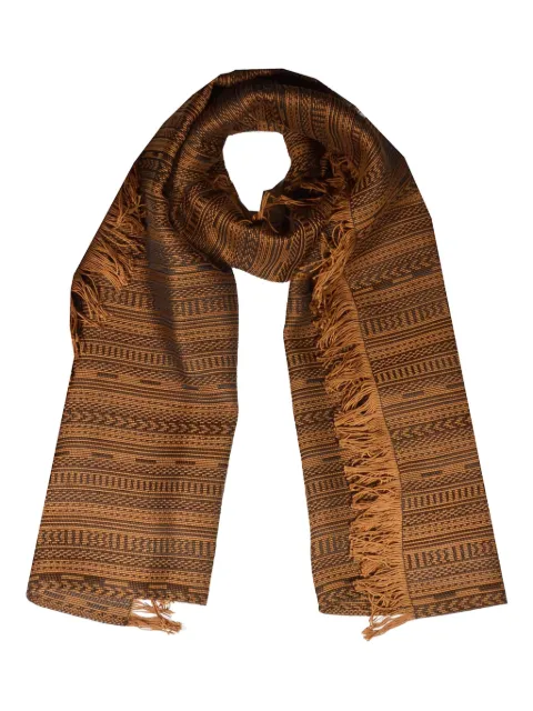 Max Mara fringed patterned scarf Brown 2414541112600