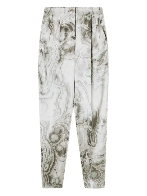 Giorgio Armani pleat-detail tie-dye trousers Neutrals GW001569TE16783
