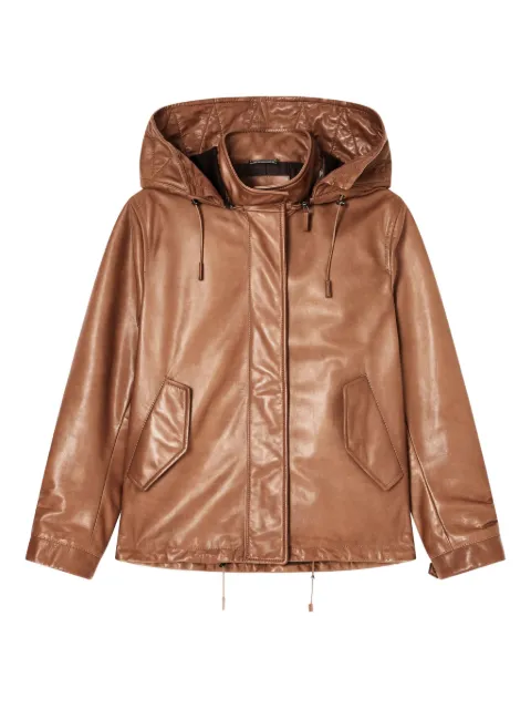 Giorgio Armani hooded leather coat Brown GW002048AF19598