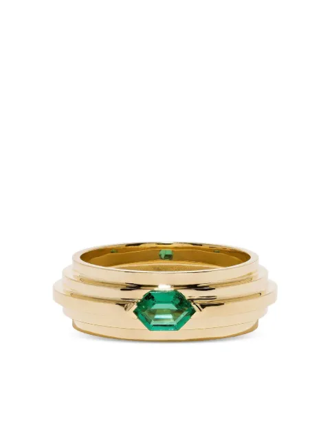 Azlee 18K yellow gold Staircase 5-Tier emerald ring Gold R1019G187