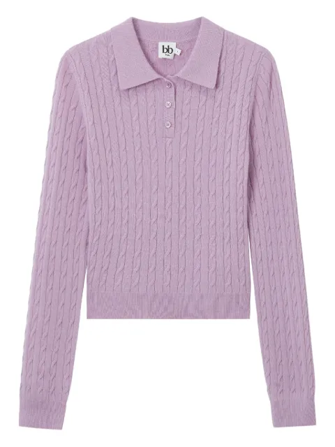 b+ab cable-knit collared polo top Pink 5W335AI