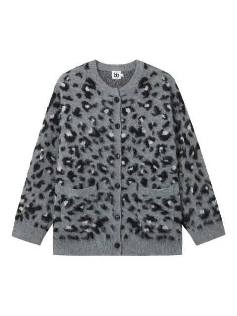 b+ab animal-print front-pockets cardigan Grey 5W355AS
