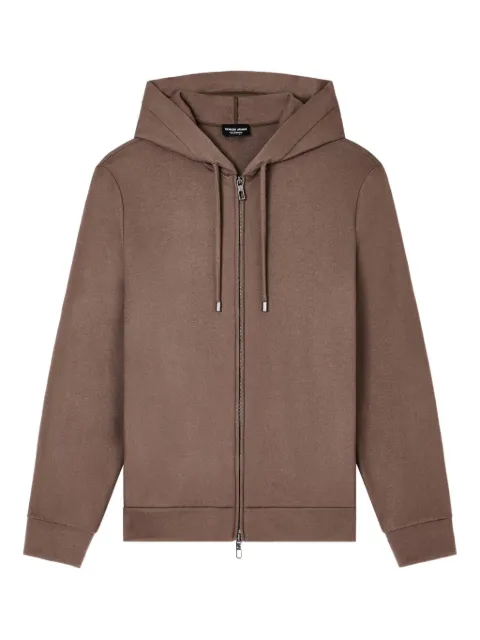 Giorgio Armani zip-up drawstring hoodie Brown 3GSB53SJKEZ