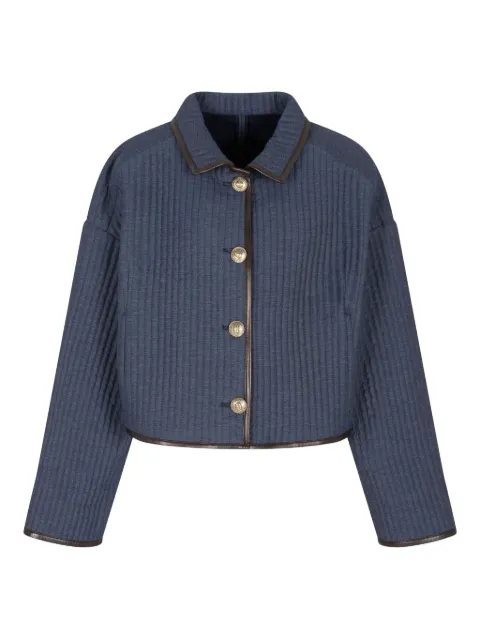 Giorgio Armani buttoned ribbed jacket Blue GW001787TE17184