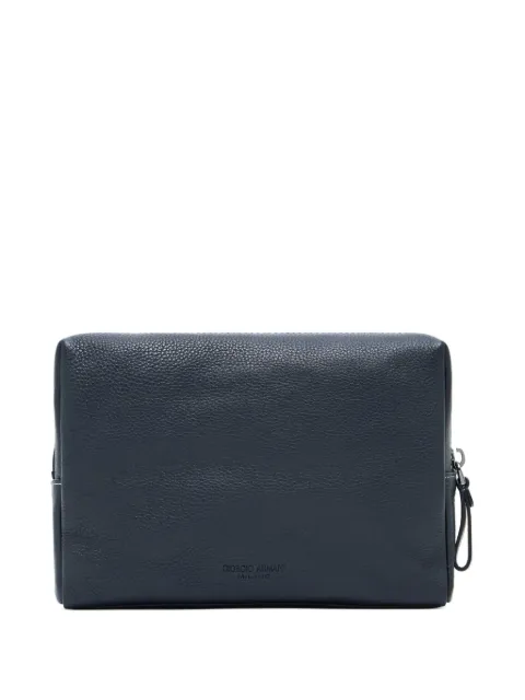 Giorgio Armani zipped leather wash bag Blue GM002618AF20107