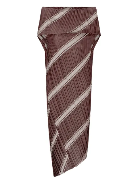 Giorgio Armani striped pleated midi dress Brown GW002076AF17752