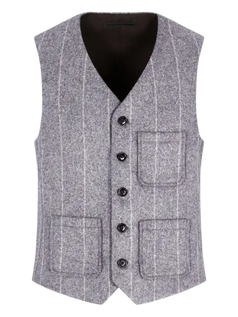 Giorgio Armani striped single-breasted coat Grey GM002255TE17626