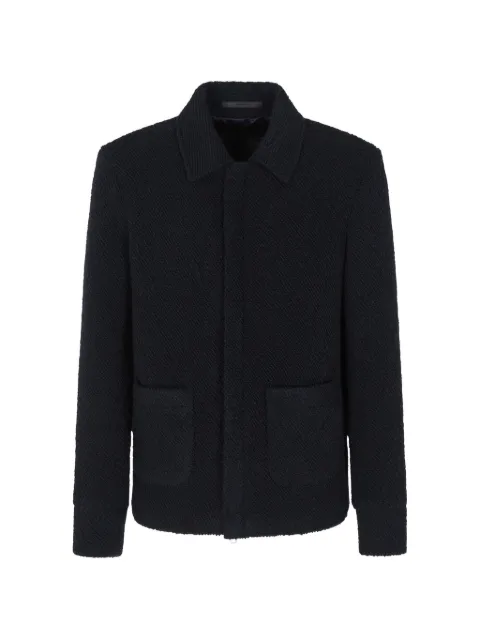 Giorgio Armani textured zip-up single breasted coat Black GM002261TE1