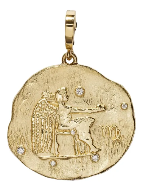 Azlee 18K yellow gold Of The Stars Virgo diamond coin charm Gold C920G18