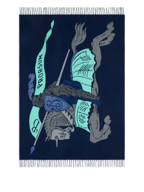 Burberry EKD equestrian-knight jacquard blanket (190cm x 140cm) Blue 8119521