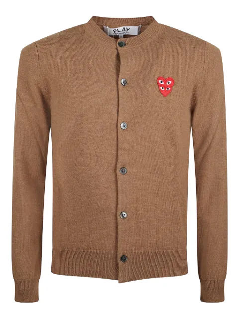 Comme Des Garçons Play heart-appliqué buttoned wool cardigan Brown AXN075051