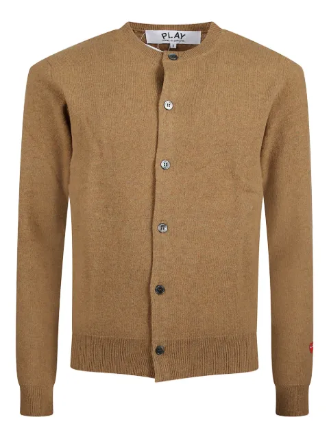 Comme Des Garçons Play button heart-motif cardigan Brown AXN0910513CAMEL