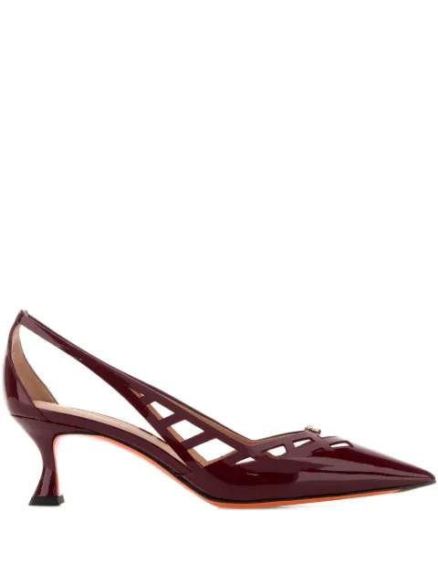 Santoni 55mm Stella cut-out leather pumps Red WDIS71775HI2NVHD