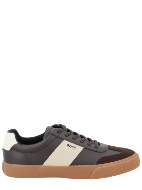 BOSS leather-trim trainers in faux leather Brown 50557852