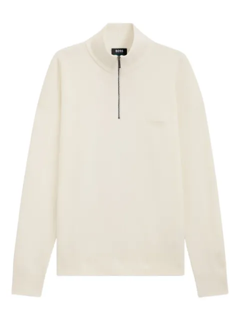BOSS zip-neck sweater Neutrals 50555129