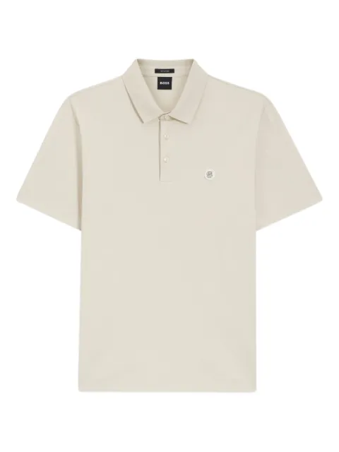 BOSS buttoned logo-detail polo shirt Neutrals 50555829