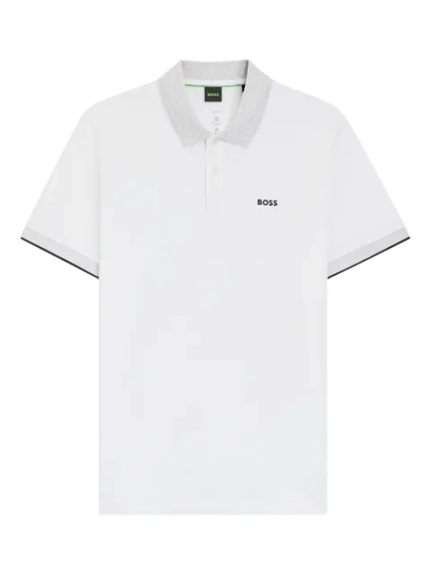 BOSS patterned-collar polo shirt White 50554583