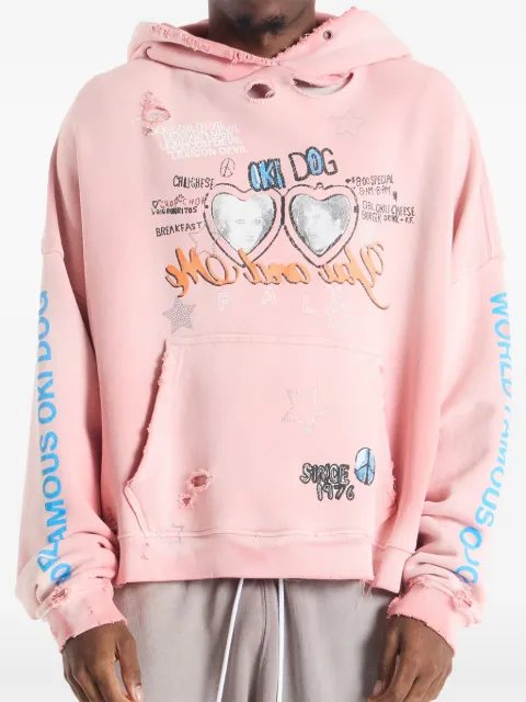 Paly Oki Dog graphic-print hoodie Pink 4U005Q3009PNK