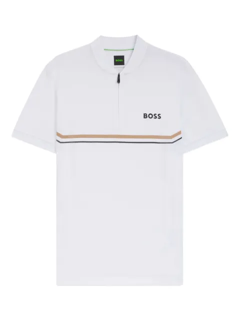 BOSS half-zip striped polo shirt White 50554545