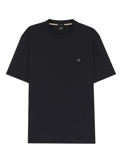 BOSS mercerized-cotton T-shirt with double B monogram Black 50555844