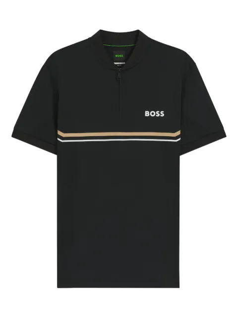 BOSS striped-detail polo shirt Black 50554545