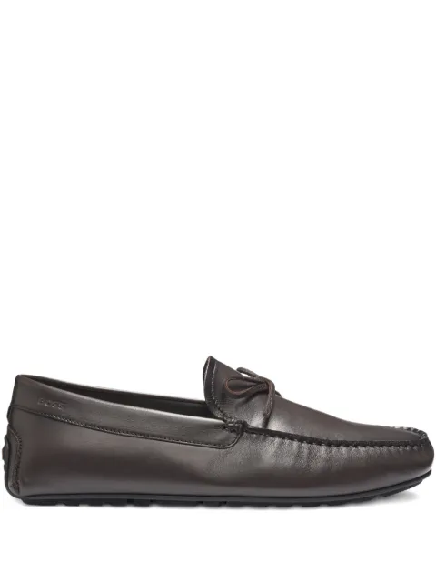BOSS bow-trim driver moccasins in leather Brown 50557676