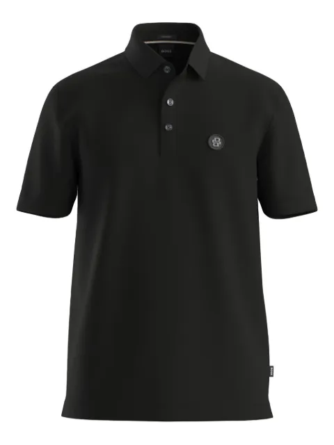 BOSS mercerized-cotton polo shirt with double B monogram Black 50555829
