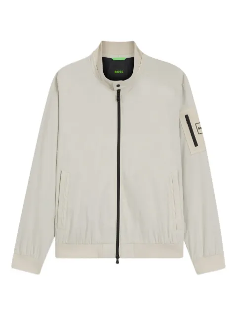 BOSS zip patch-pocket jacket Neutrals 50556129