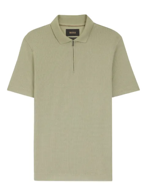 BOSS half-zip textured polo shirt Neutrals 50555939
