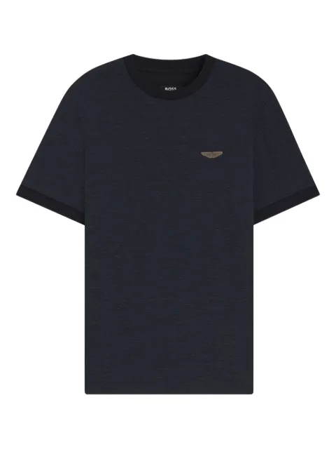 BOSS logo-embroidered crewneck T-shirt Blue 50553812