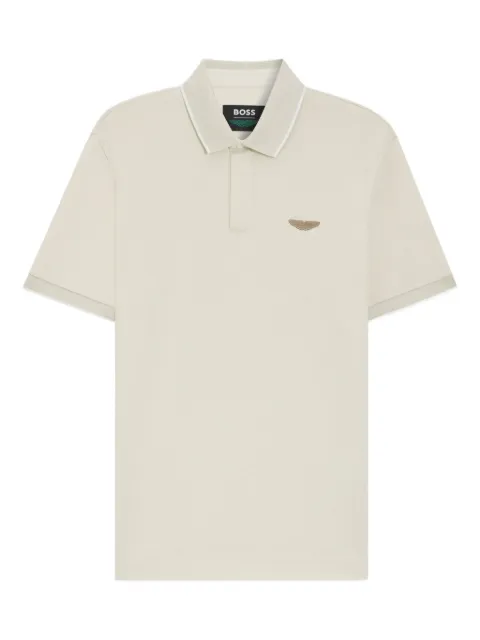 BOSS logo-patch polo shirt Neutrals 50553789