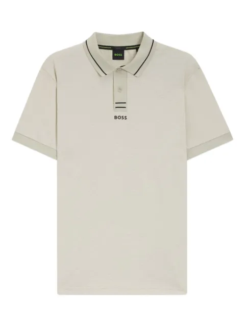 BOSS logo-detail contrasting polo shirt Neutrals 50554547