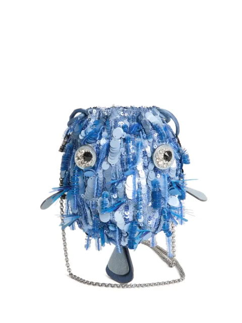 Anya Hindmarch sequin-embellished blowfish cross body bag Blue 205924