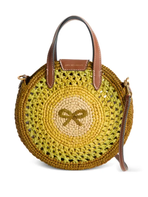 Anya Hindmarch round bow-detail raffia tote bag Yellow 205535