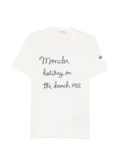 Moncler logo-embroidered T-shirt Neutrals L10918C0005389B8U