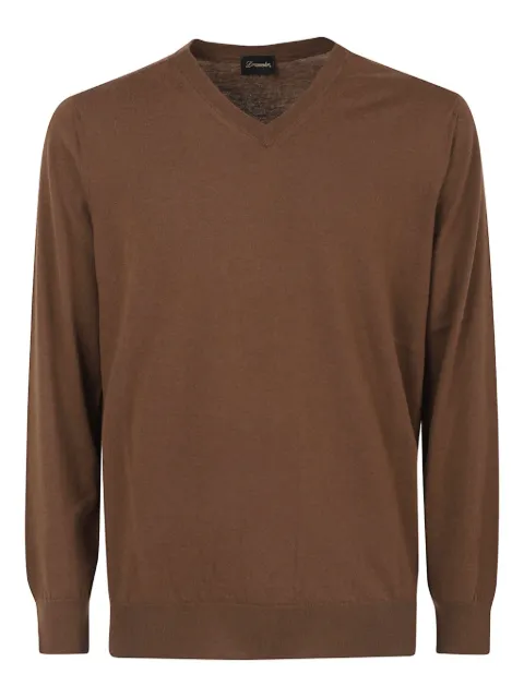 Drumohr V-neck long-sleeve sweater Brown D0TK481L