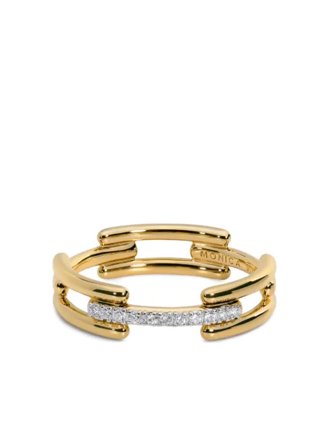 Monica Vinader 18K gold vermeil and silver Link diamond ring Gold GPRGCHANLGD