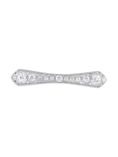 LB Exclusive 14K white gold Art Deco diamond brooch Silver MF15102025
